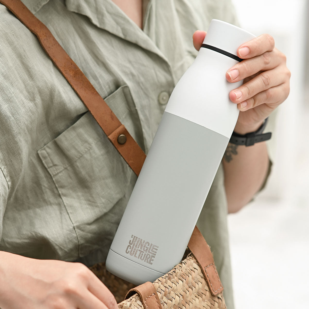 Borraccia Termica Riutilizzabile in Acciaio Inox – Finitura Opaca Bianca (650ml)-1