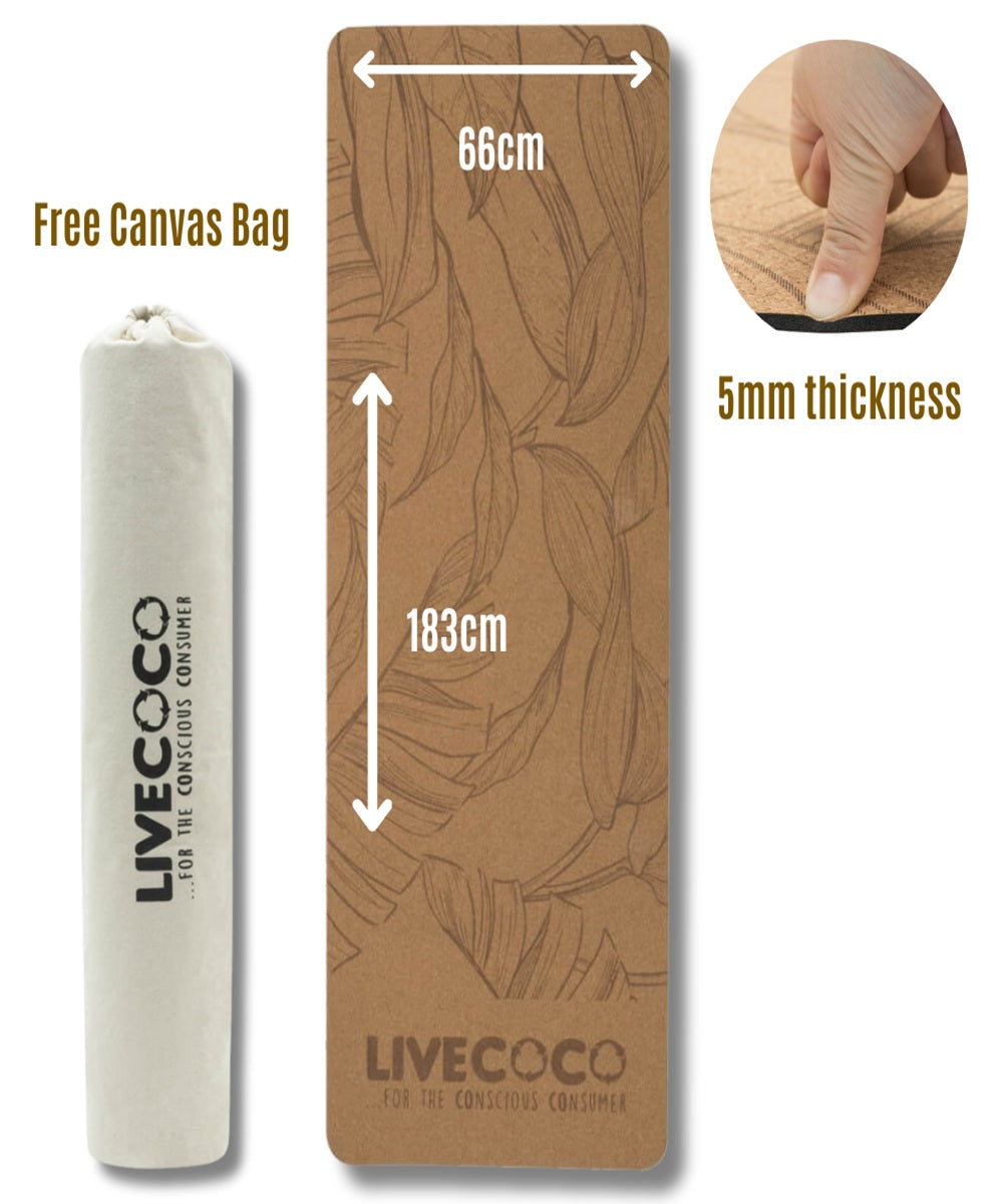 Tappetino Yoga in Sughero Naturale con Borsa – Antiscivolo & Eco-Friendly | LiveCoco