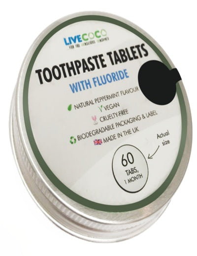 Dentifricio Solido in Compresse alla Menta con Fluoro – Eco-Friendly | LiveCoco