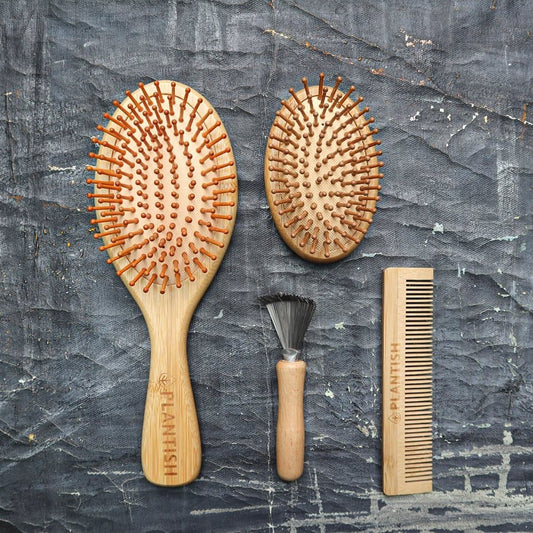 Set Spazzole in Bambù Naturale per Capelli – Kit Completo 4 in 1 Eco-Friendly-0